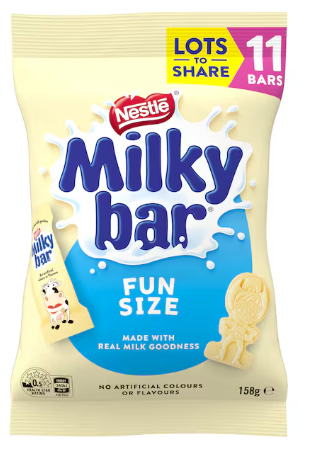 2 x Milkybar White Chocolate Fun Size 11 Mini Bars Share Pack 158g
